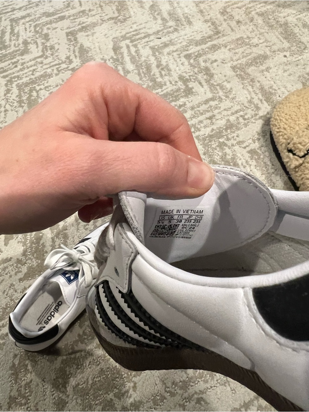 adidas Samba Leather Sneakers in White & Black - Picture 4 of 4